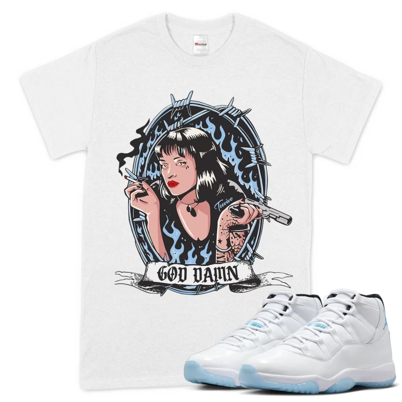 TeeVivo T-Shirt Match Air Jordan 11 Retro Legend Blue God Daaamn – Air Jordan 11 Shirt, AJ11 Shirt