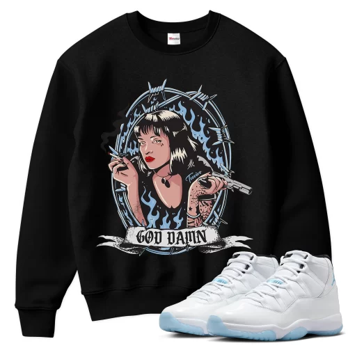 TeeVivo Sweatshirt Match Air Jordan 11 Retro Legend Blue God Daaamn – Air Jordan 11 Sweatshirt, AJ11 Sweatshirt