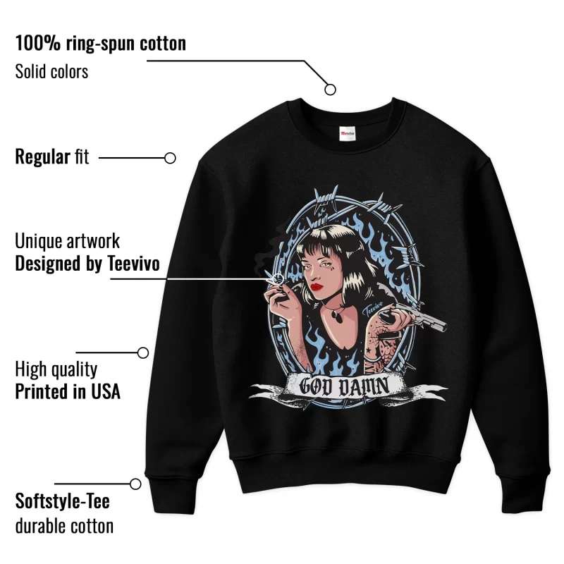 TeeVivo Sweatshirt Match Air Jordan 11 Retro Legend Blue God Daaamn – Air Jordan 11 Sweatshirt, AJ11 Sweatshirt