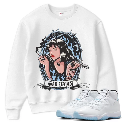 TeeVivo Sweatshirt Match Air Jordan 11 Retro Legend Blue God Daaamn – Air Jordan 11 Sweatshirt, AJ11 Sweatshirt