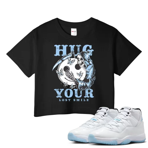 TeeVivo Crop Top Match Air Jordan 11 Retro Legend Blue Hug your lost smile – Air Jordan 11 Crop Top, AJ11 Crop Top