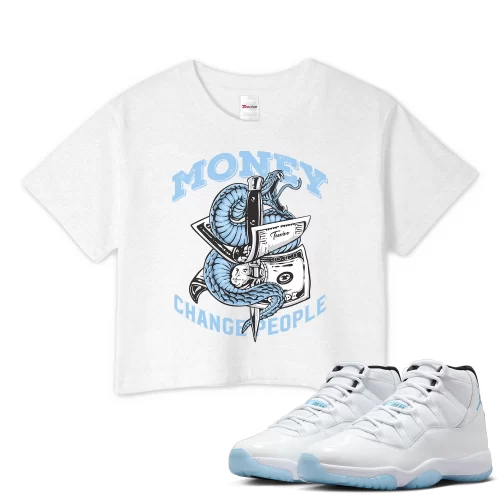 TeeVivo Crop Top Match Air Jordan 11 Retro Legend Blue Money change people – Air Jordan 11 Crop Top, AJ11 Crop Top