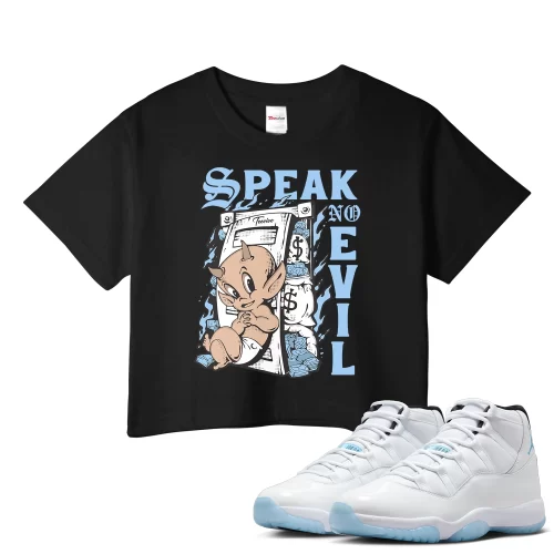 TeeVivo Crop Top Match Air Jordan 11 Retro Legend Blue Speak no evil – Air Jordan 11 Crop Top, AJ11 Crop Top