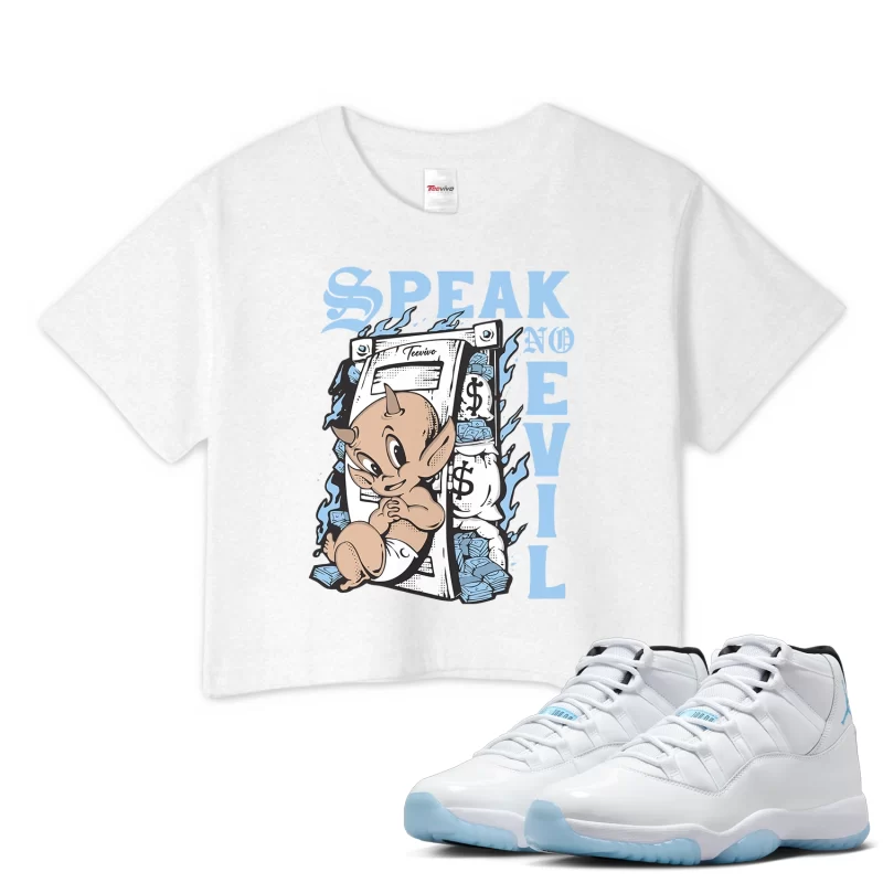 TeeVivo Crop Top Match Air Jordan 11 Retro Legend Blue Speak no evil – Air Jordan 11 Crop Top, AJ11 Crop Top