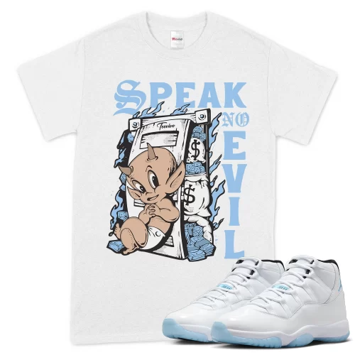 TeeVivo T-Shirt Match Air Jordan 11 Retro Legend Blue Speak no evil – Air Jordan 11 Shirt, AJ11 Shirt