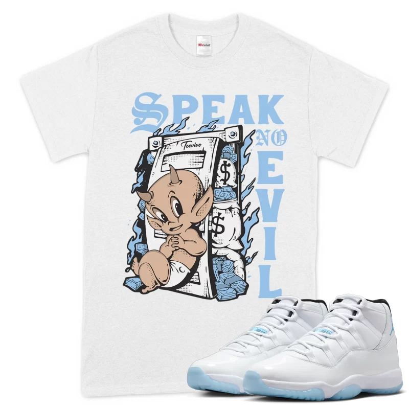 TeeVivo T-Shirt Match Air Jordan 11 Retro Legend Blue Speak no evil – Air Jordan 11 Shirt, AJ11 Shirt