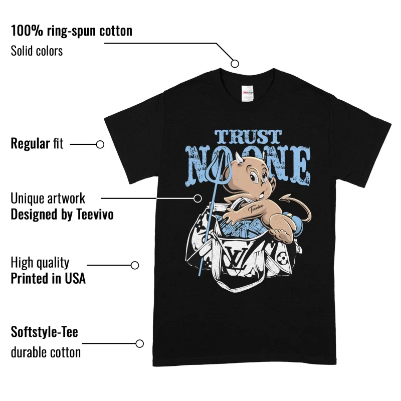 TeeVivo T-Shirt Match Air Jordan 11 Retro Legend Blue Trust no one – Air Jordan 11 Shirt, AJ11 Shirt