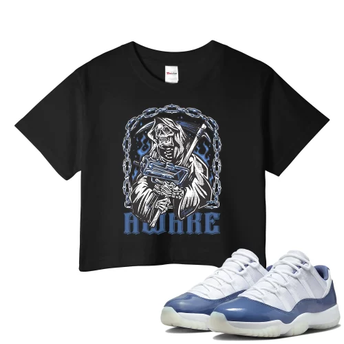 TeeVivo Crop Top Match Air Jordan 11 Retro Low Diffused Blue Awake – Air Jordan 11 Crop Top, AJ11 Crop Top