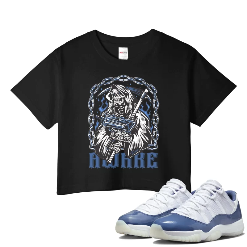 TeeVivo Crop Top Match Air Jordan 11 Retro Low Diffused Blue Awake – Air Jordan 11 Crop Top, AJ11 Crop Top