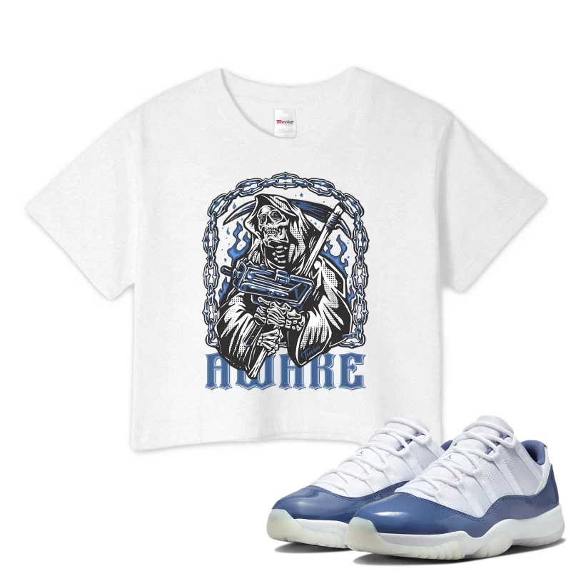 TeeVivo Crop Top Match Air Jordan 11 Retro Low Diffused Blue Awake – Air Jordan 11 Crop Top, AJ11 Crop Top