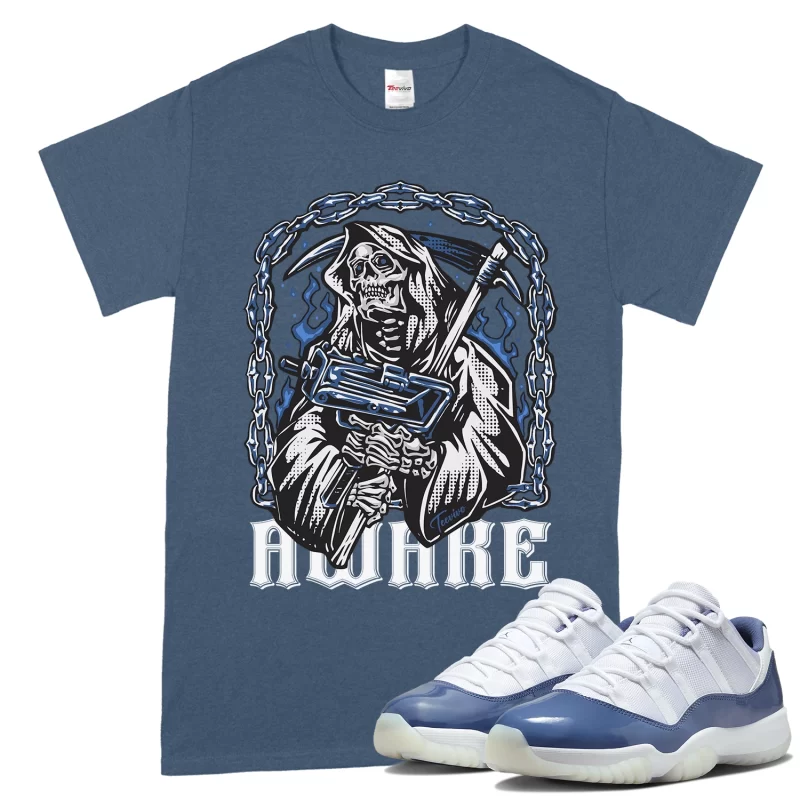 TeeVivo T-Shirt Match Air Jordan 11 Retro Low Diffused Blue Awake – Air Jordan 11 Shirt, AJ11 Shirt