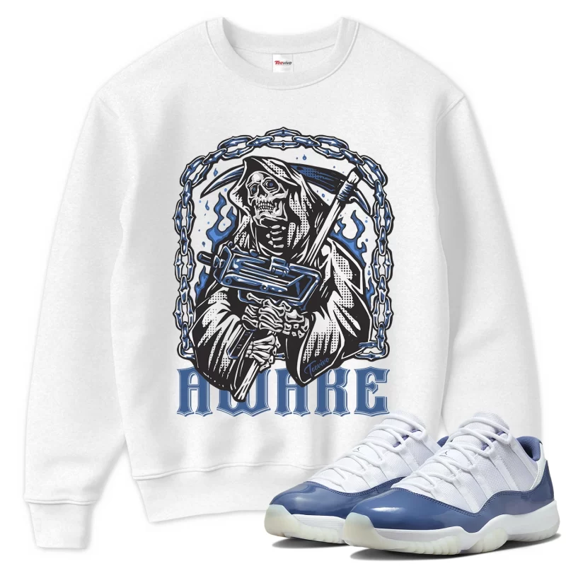 TeeVivo Sweatshirt Match Air Jordan 11 Retro Low Diffused Blue Awake – Air Jordan 11 Sweatshirt, AJ11 Sweatshirt