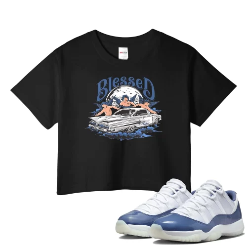 TeeVivo Crop Top Match Air Jordan 11 Retro Low Diffused Blue Blessed – Air Jordan 11 Crop Top, AJ11 Crop Top