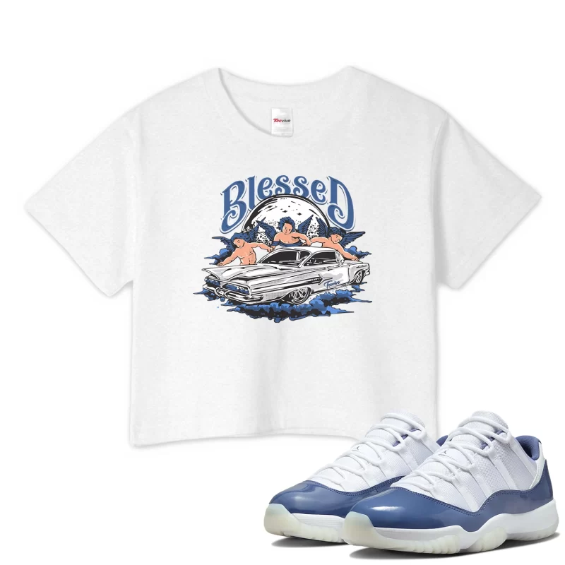 TeeVivo Crop Top Match Air Jordan 11 Retro Low Diffused Blue Blessed – Air Jordan 11 Crop Top, AJ11 Crop Top
