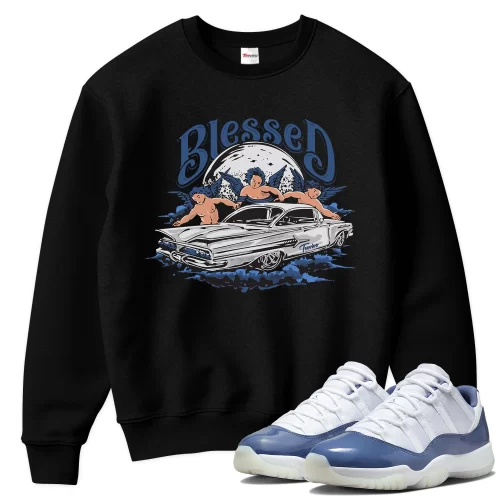 TeeVivo Sweatshirt Match Air Jordan 11 Retro Low Diffused Blue Blessed – Air Jordan 11 Sweatshirt, AJ11 Sweatshirt