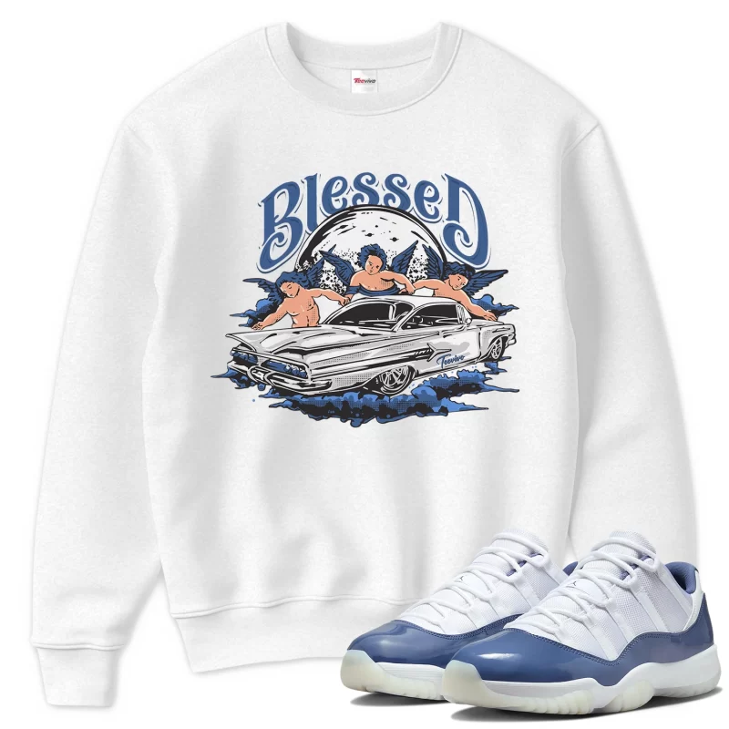 TeeVivo Sweatshirt Match Air Jordan 11 Retro Low Diffused Blue Blessed – Air Jordan 11 Sweatshirt, AJ11 Sweatshirt