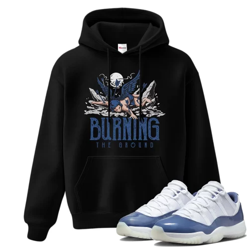 TeeVivo Hoodie Match Air Jordan 11 Retro Low Diffused Blue Burning the ground – Air Jordan 11 Hoodie, AJ11 Hoodie