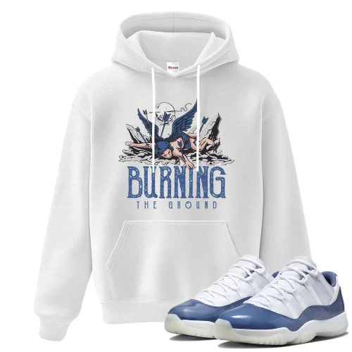 TeeVivo Hoodie Match Air Jordan 11 Retro Low Diffused Blue Burning the ground – Air Jordan 11 Hoodie, AJ11 Hoodie