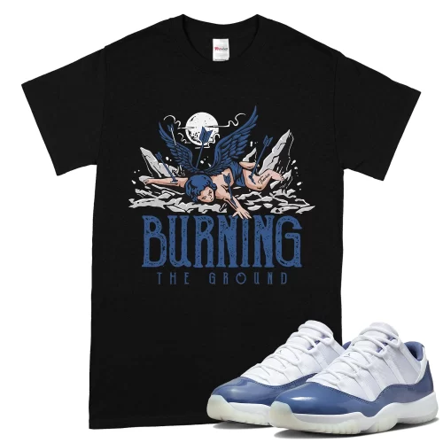 TeeVivo T-Shirt Match Air Jordan 11 Retro Low Diffused Blue Burning the ground – Air Jordan 11 Shirt, AJ11 Shirt