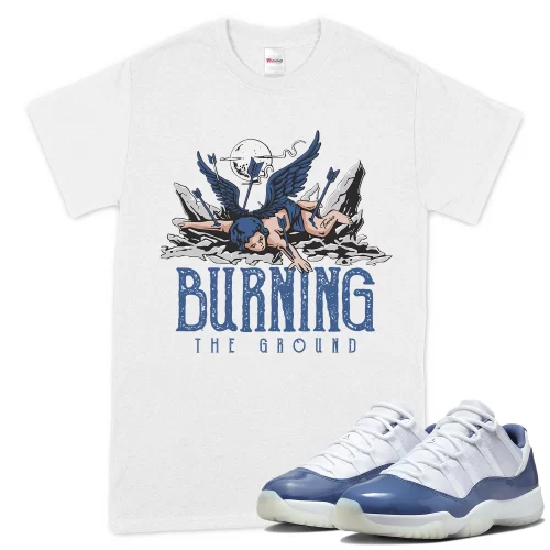TeeVivo T-Shirt Match Air Jordan 11 Retro Low Diffused Blue Burning the ground – Air Jordan 11 Shirt, AJ11 Shirt