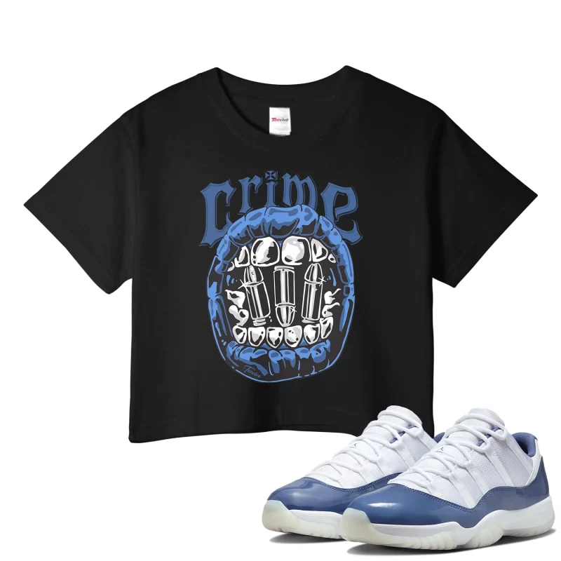 TeeVivo Crop Top Match Air Jordan 11 Retro Low Diffused Blue Crime – Air Jordan 11 Crop Top, AJ11 Crop Top