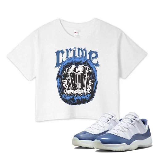 TeeVivo Crop Top Match Air Jordan 11 Retro Low Diffused Blue Crime – Air Jordan 11 Crop Top, AJ11 Crop Top