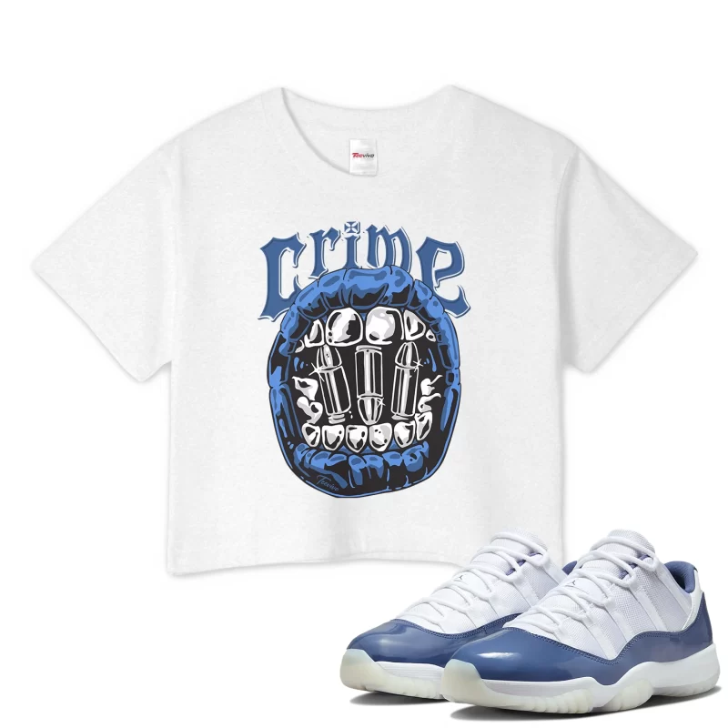 TeeVivo Crop Top Match Air Jordan 11 Retro Low Diffused Blue Crime – Air Jordan 11 Crop Top, AJ11 Crop Top