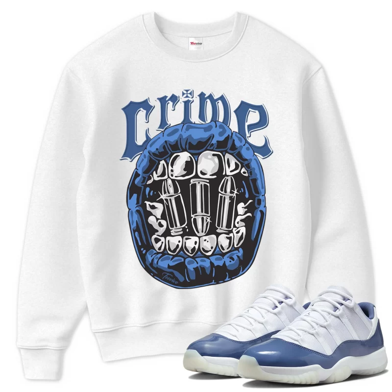 TeeVivo Sweatshirt Match Air Jordan 11 Retro Low Diffused Blue Crime – Air Jordan 11 Sweatshirt, AJ11 Sweatshirt