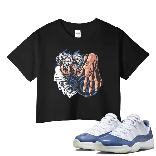 TeeVivo Crop Top Match Air Jordan 11 Retro Low Diffused Blue Gambling – Air Jordan 11 Crop Top, AJ11 Crop Top