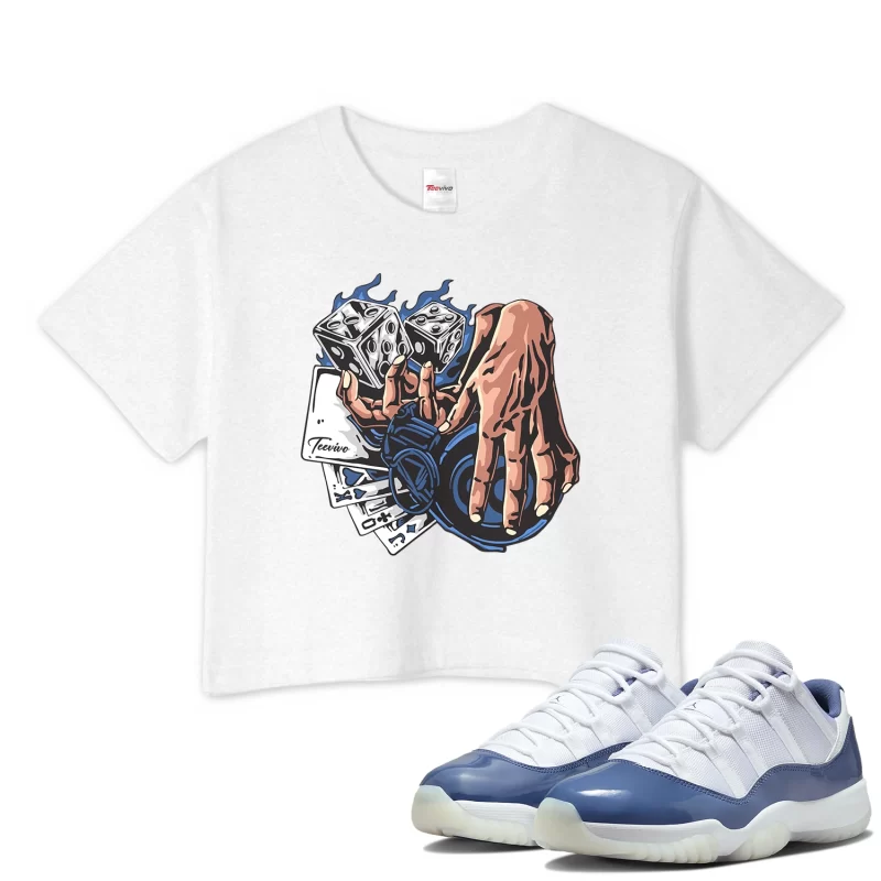 TeeVivo Crop Top Match Air Jordan 11 Retro Low Diffused Blue Gambling – Air Jordan 11 Crop Top, AJ11 Crop Top