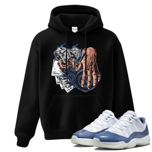 TeeVivo Hoodie Match Air Jordan 11 Retro Low Diffused Blue Gambling – Air Jordan 11 Hoodie, AJ11 Hoodie