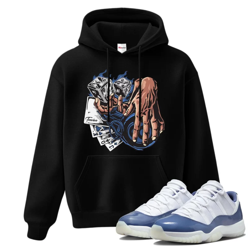 TeeVivo Hoodie Match Air Jordan 11 Retro Low Diffused Blue Gambling – Air Jordan 11 Hoodie, AJ11 Hoodie
