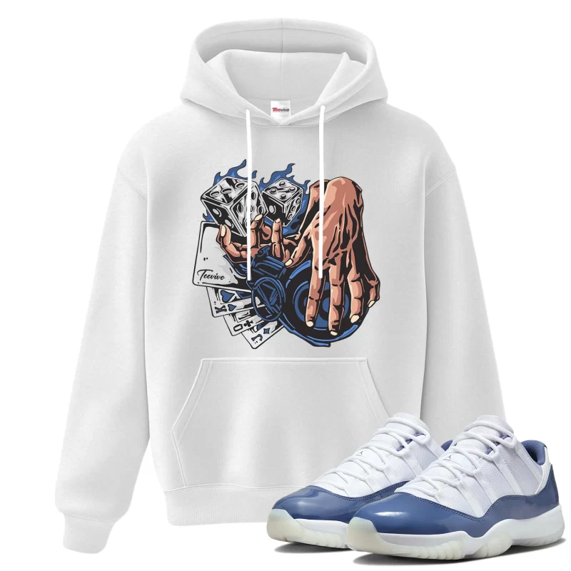 TeeVivo Hoodie Match Air Jordan 11 Retro Low Diffused Blue Gambling – Air Jordan 11 Hoodie, AJ11 Hoodie
