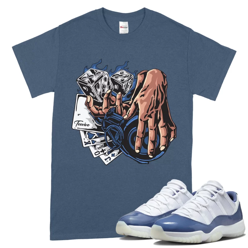TeeVivo T-Shirt Match Air Jordan 11 Retro Low Diffused Blue Gambling – Air Jordan 11 Shirt, AJ11 Shirt