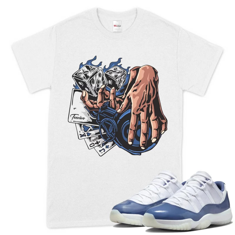 TeeVivo T-Shirt Match Air Jordan 11 Retro Low Diffused Blue Gambling – Air Jordan 11 Shirt, AJ11 Shirt