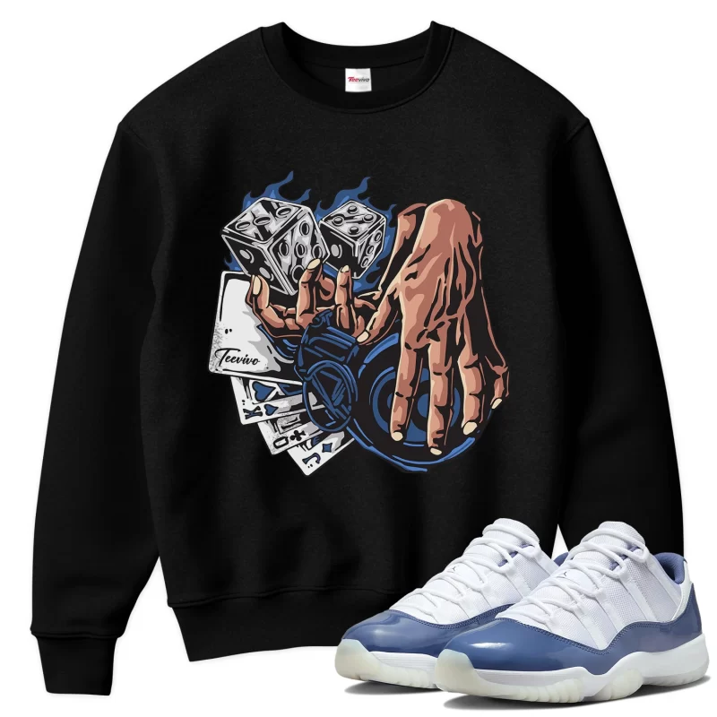TeeVivo Sweatshirt Match Air Jordan 11 Retro Low Diffused Blue Gambling – Air Jordan 11 Sweatshirt, AJ11 Sweatshirt