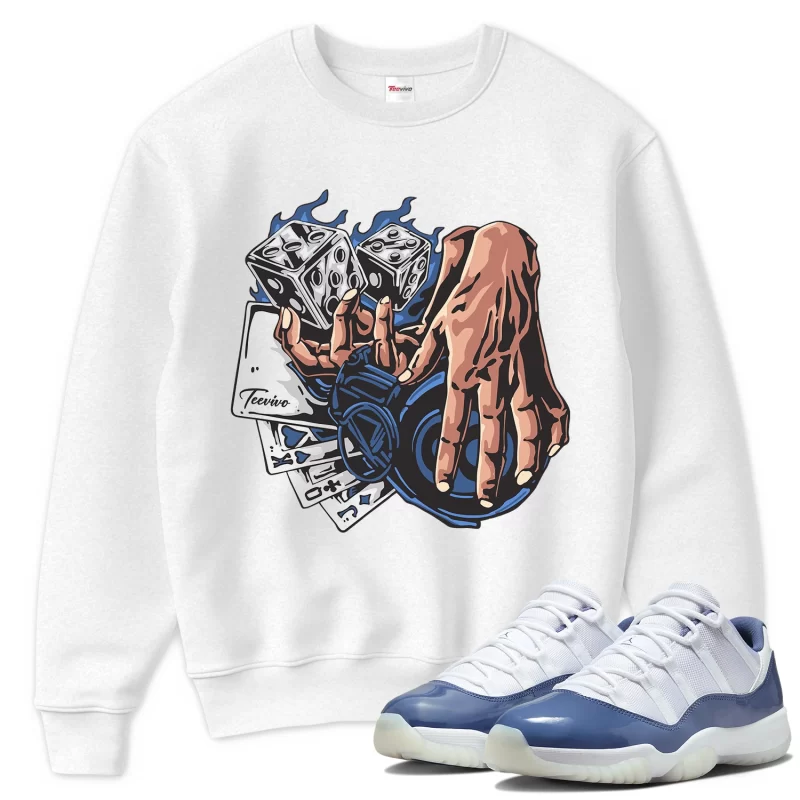 TeeVivo Sweatshirt Match Air Jordan 11 Retro Low Diffused Blue Gambling – Air Jordan 11 Sweatshirt, AJ11 Sweatshirt