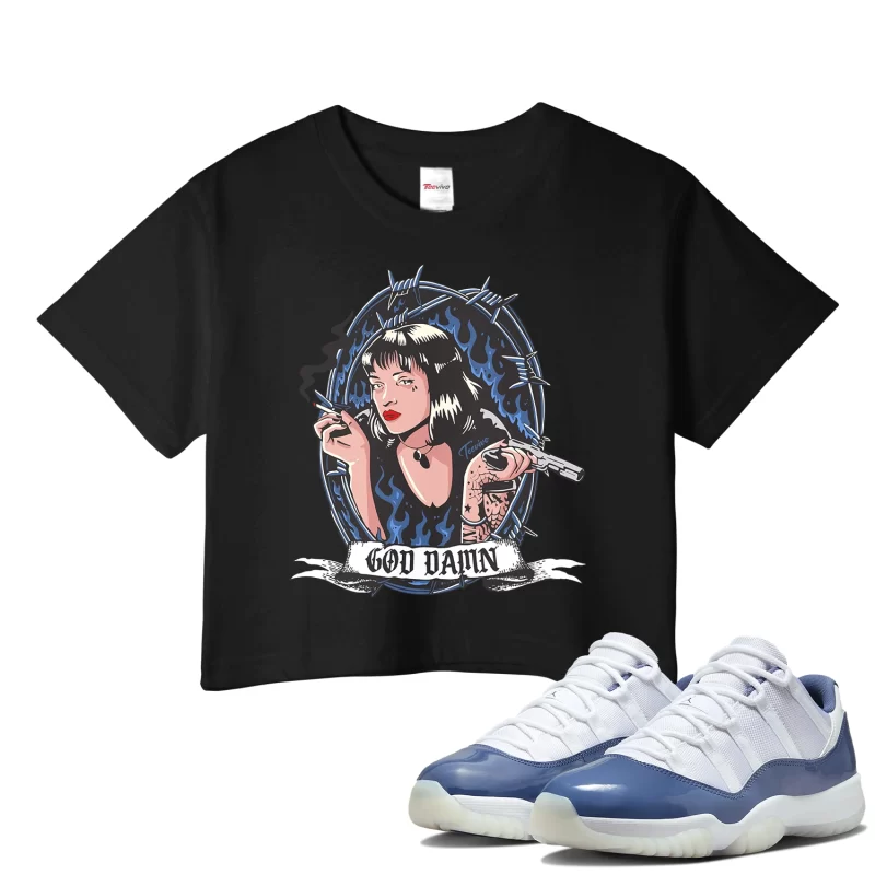 TeeVivo Crop Top Match Air Jordan 11 Retro Low Diffused Blue God Daaamn – Air Jordan 11 Crop Top, AJ11 Crop Top