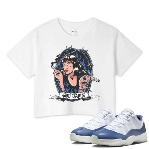 TeeVivo Crop Top Match Air Jordan 11 Retro Low Diffused Blue God Daaamn – Air Jordan 11 Crop Top, AJ11 Crop Top