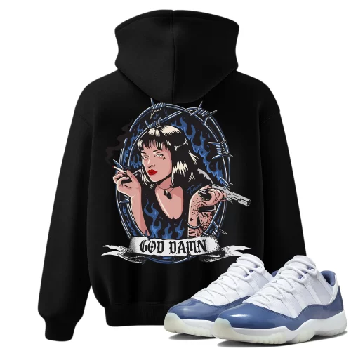 TeeVivo Hoodie Match Air Jordan 11 Retro Low Diffused Blue God Daaamn – Air Jordan 11 Hoodie, AJ11 Hoodie