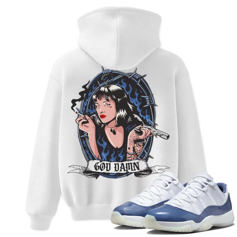 TeeVivo Hoodie Match Air Jordan 11 Retro Low Diffused Blue God Daaamn – Air Jordan 11 Hoodie, AJ11 Hoodie