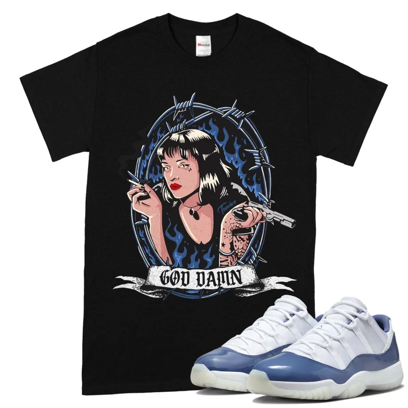 TeeVivo T-Shirt Match Air Jordan 11 Retro Low Diffused Blue God Daaamn – Air Jordan 11 Shirt, AJ11 Shirt