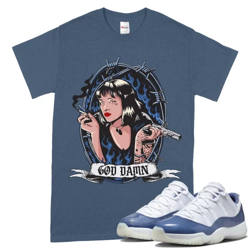 TeeVivo T-Shirt Match Air Jordan 11 Retro Low Diffused Blue God Daaamn – Air Jordan 11 Shirt, AJ11 Shirt