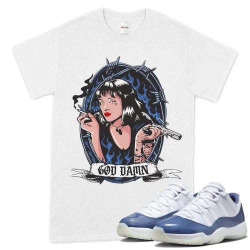 TeeVivo T-Shirt Match Air Jordan 11 Retro Low Diffused Blue God Daaamn – Air Jordan 11 Shirt, AJ11 Shirt