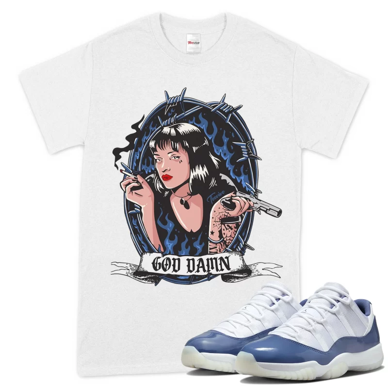 TeeVivo T-Shirt Match Air Jordan 11 Retro Low Diffused Blue God Daaamn – Air Jordan 11 Shirt, AJ11 Shirt