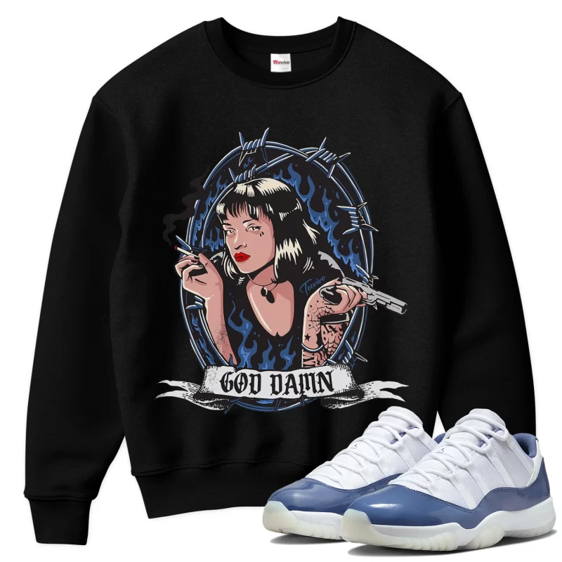 TeeVivo Sweatshirt Match Air Jordan 11 Retro Low Diffused Blue God Daaamn – Air Jordan 11 Sweatshirt, AJ11 Sweatshirt