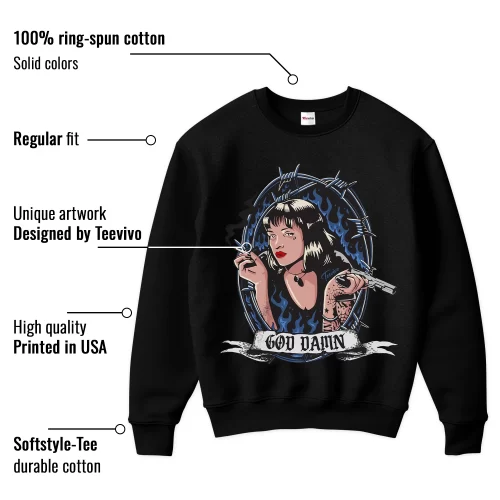 TeeVivo Sweatshirt Match Air Jordan 11 Retro Low Diffused Blue God Daaamn – Air Jordan 11 Sweatshirt, AJ11 Sweatshirt