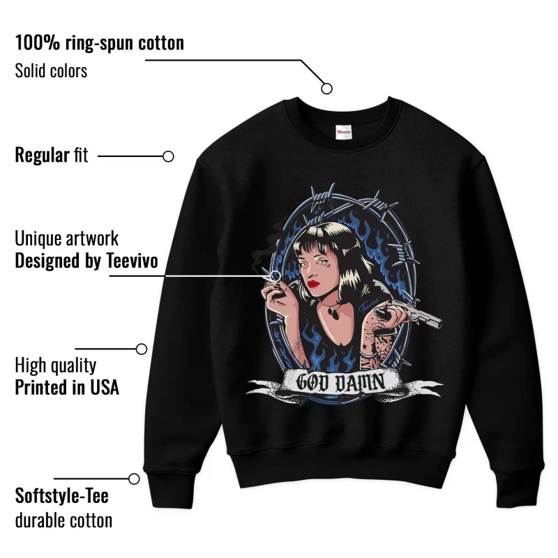 TeeVivo Sweatshirt Match Air Jordan 11 Retro Low Diffused Blue God Daaamn – Air Jordan 11 Sweatshirt, AJ11 Sweatshirt