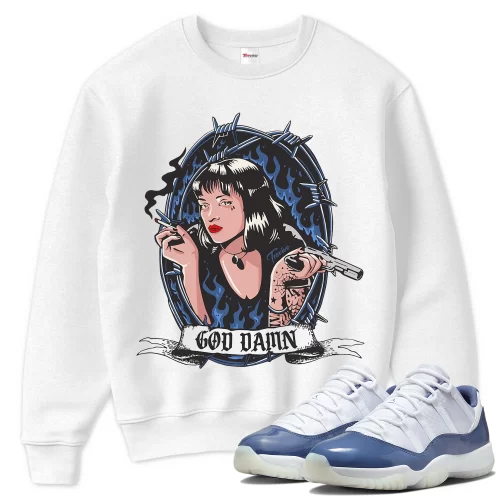 TeeVivo Sweatshirt Match Air Jordan 11 Retro Low Diffused Blue God Daaamn – Air Jordan 11 Sweatshirt, AJ11 Sweatshirt