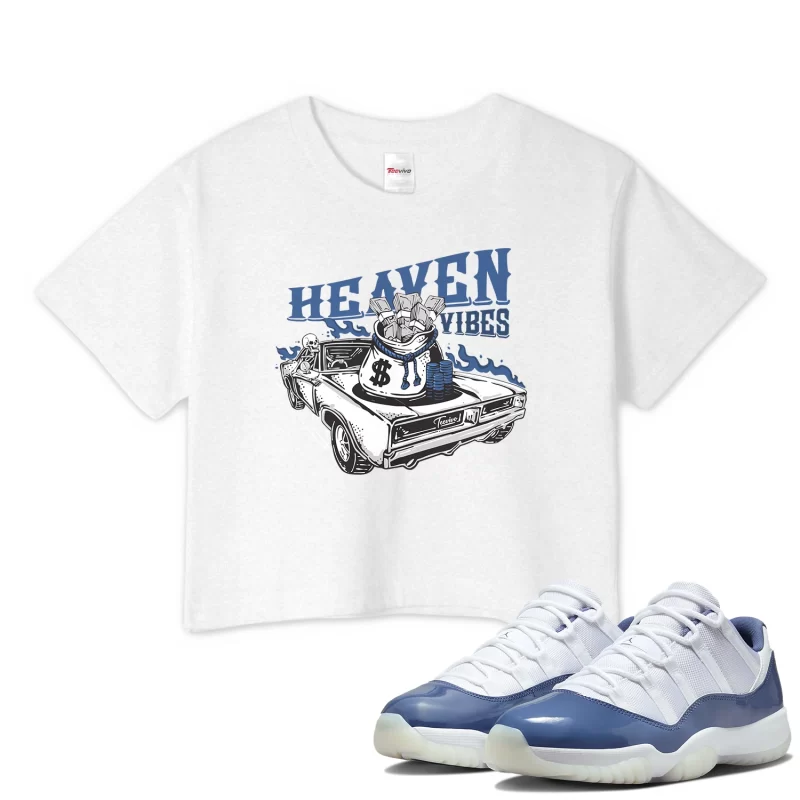 TeeVivo Crop Top Match Air Jordan 11 Retro Low Diffused Blue Heaven vibes – Air Jordan 11 Crop Top, AJ11 Crop Top